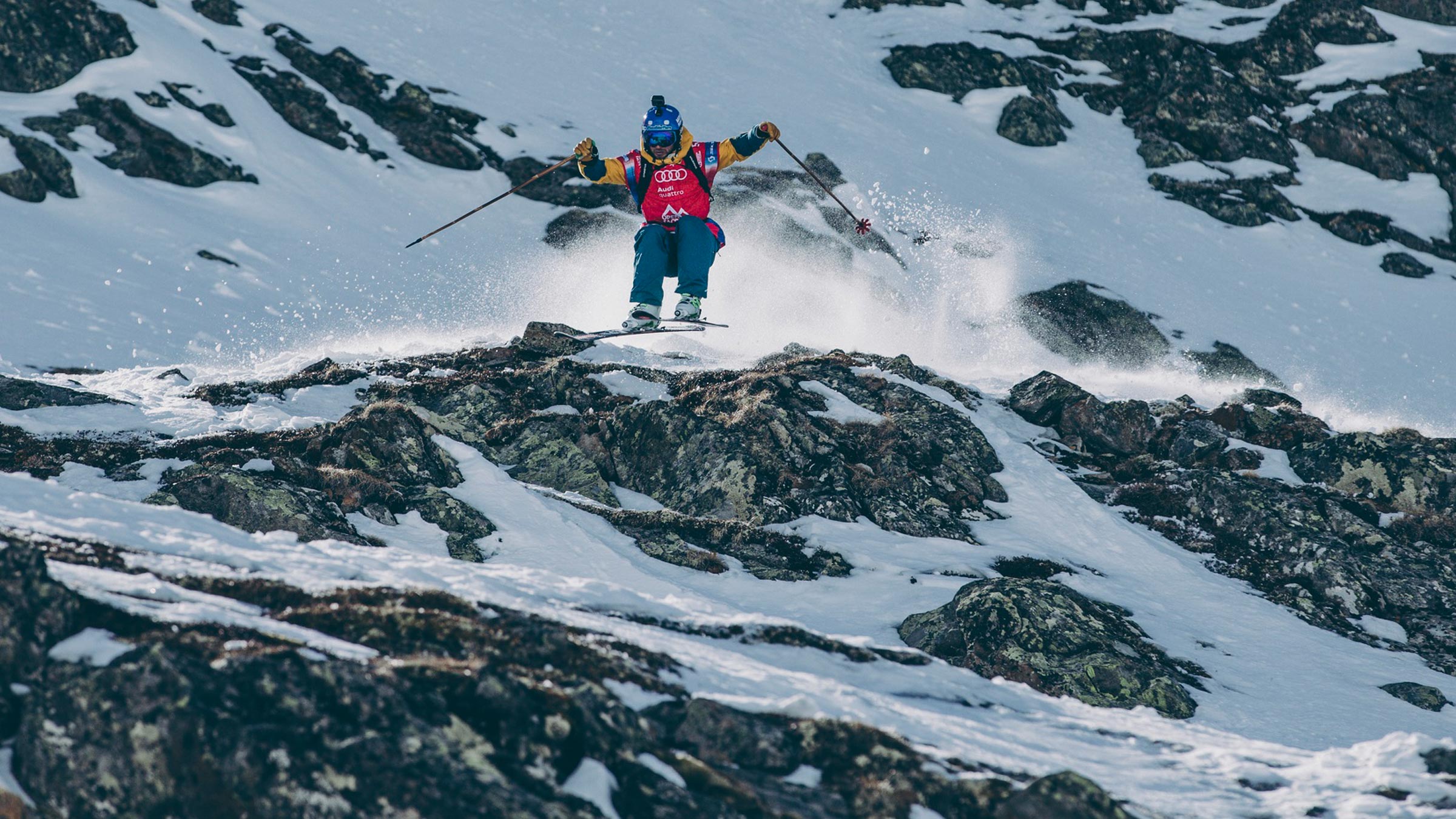 Skifahrer im felsigen Gelände - Open Faces Freeride Contest Obergurgl-Hochgurgl